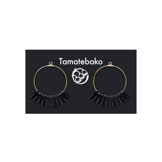 帯ピアス用チャーム 大 【チェコBLACK/フープGOLD】