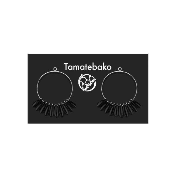 帯ピアス用チャーム 大 【チェコBLACK/フープSILVER】